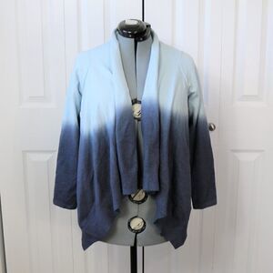 Noir Cardigan Ombre Open Front Waterfall High Low